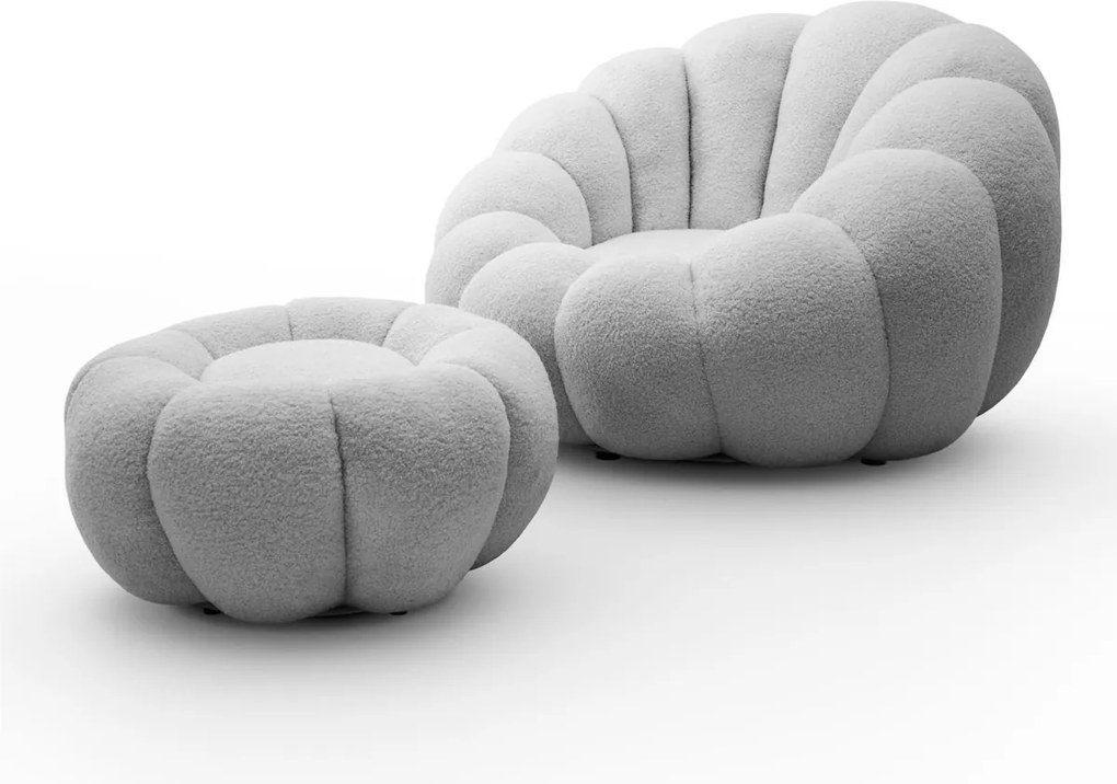 OTOČNÉ KRESLO FILIPPO S PODNOŽKOU SIVÉ