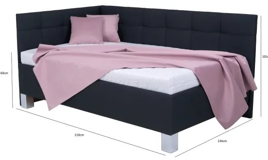 Čalúnená posteľ s úložným priestorom bez matraca MARIA PETITE 120x200 cm antracit