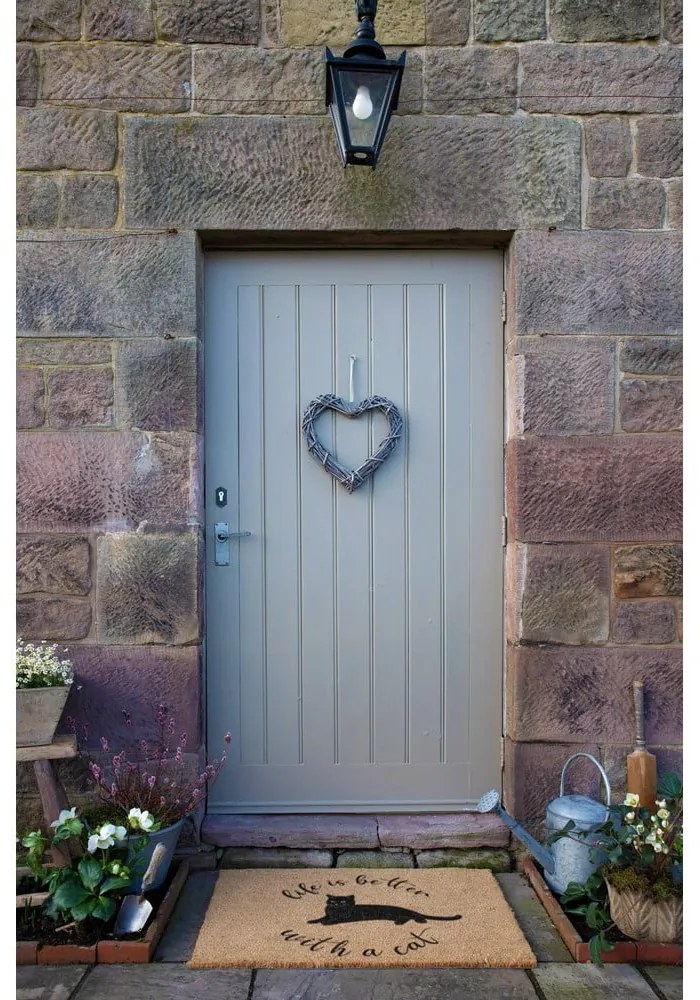 Rohožka z kokosového vlákna 60x90 cm Life Is Better With a Cat – Artsy Doormats