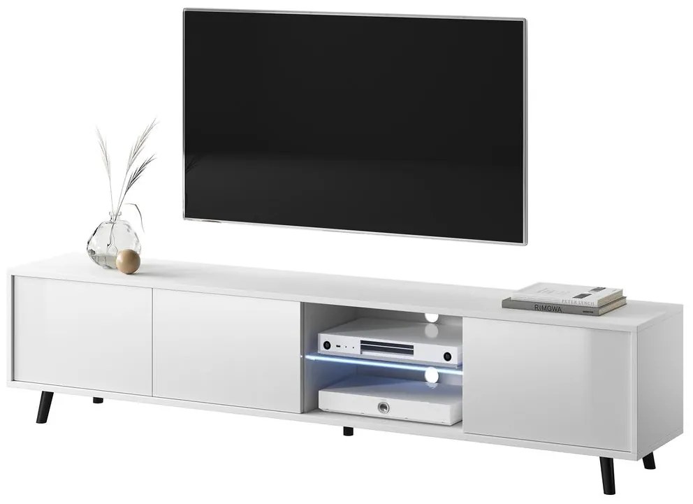 TV skrinka/stolík Gal (s osvetlením) (biela). Akcia -15%. Vlastná spoľahlivá doprava až k Vám domov. 1098631