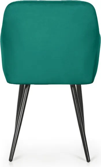 Sada štyroch jedálenských stoličiek LUXANO zamatové, fľaškovo zelené / čierne nohy (4 ks)