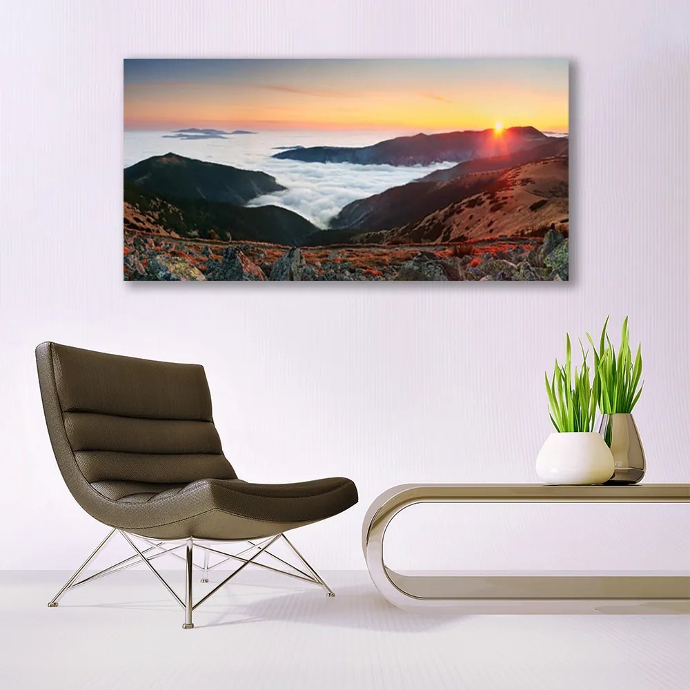 Obraz plexi Hory mraky slnko krajina 120x60 cm