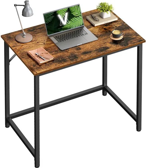 Kancelársky stôl URBAN v industriálnom štýle,80x50x75cm, hnedá/čierna Vasagle