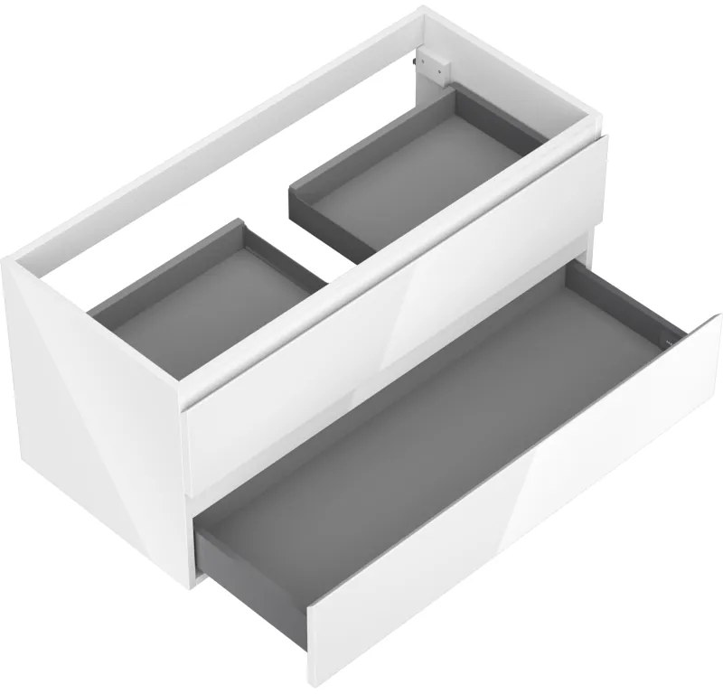 Mexen Orio, kúpeľňová skrinka 100 cm, 2 zásuvky, biela lesklá, 91A10-10047-2-BFF00