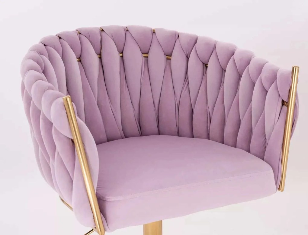 LuxuryForm DESIGN Kreslo NORDEN VELUR na zlatej podstave s kolieskami - levanduľa