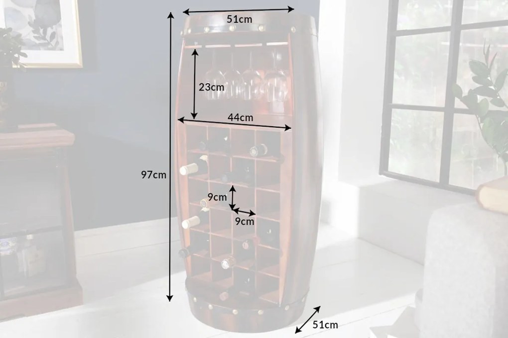 Regál na víno Winebar 97 cm hnedý