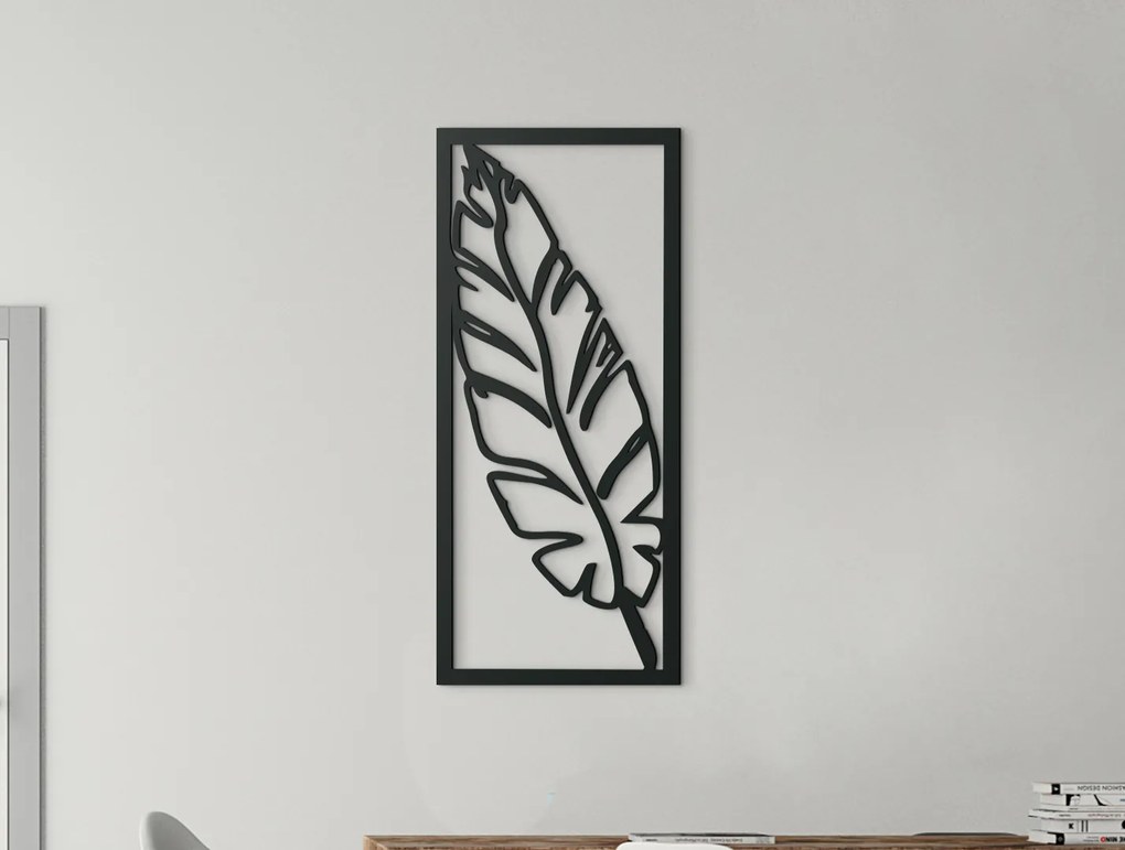drevko Moderný obraz Pierko Rozmer obrazu: 44,5 x 19,5 cm, Farba dekorácie: Čierna