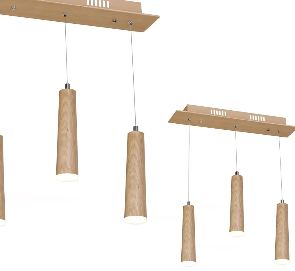 Závesné svietidlo Stick, 3x drevené tienidlo