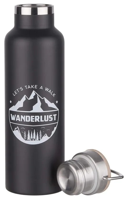 WANDERLUST Termoska s rukojeťou 650 ml - čierna