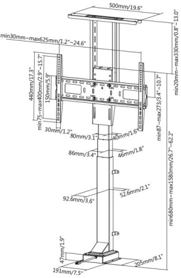 MK FLORIA MKF-19DM648 - Stojací držiak pre TV 37-65" čierna + diaľkové ovládanie