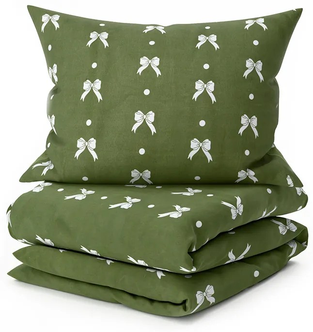 Flanelové obliečky z mikrovlákna WHITE BOW zelené Rozmer obliečky: 70 x 90 cm | 140 x 200 cm