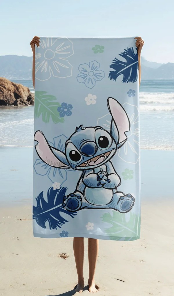 Jerry Fabrics Bavlnená froté osuška 70 x 140 cm - Lilo and Stitch "Ohana Blue"