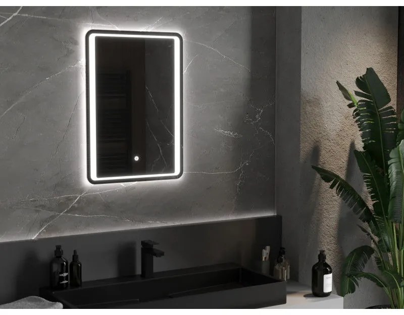 Mexen Zusa, LED kúpeľňové zrkadlo s podsvietením 50x70 cm, 6000K, ochrana proti zahmlievaniu, 9808-050-070-611-00