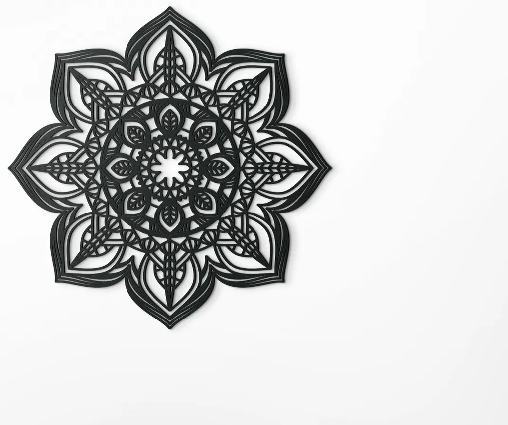 drevko Mandala z dreva na stenu Kvet Rozmer obrazu: 44,5 x 44,5 cm, Farba dekorácie: Čierna
