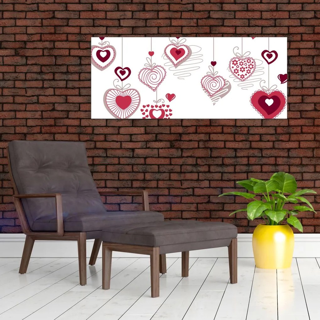 Obraz maľovaných srdiečok (120x50 cm)
