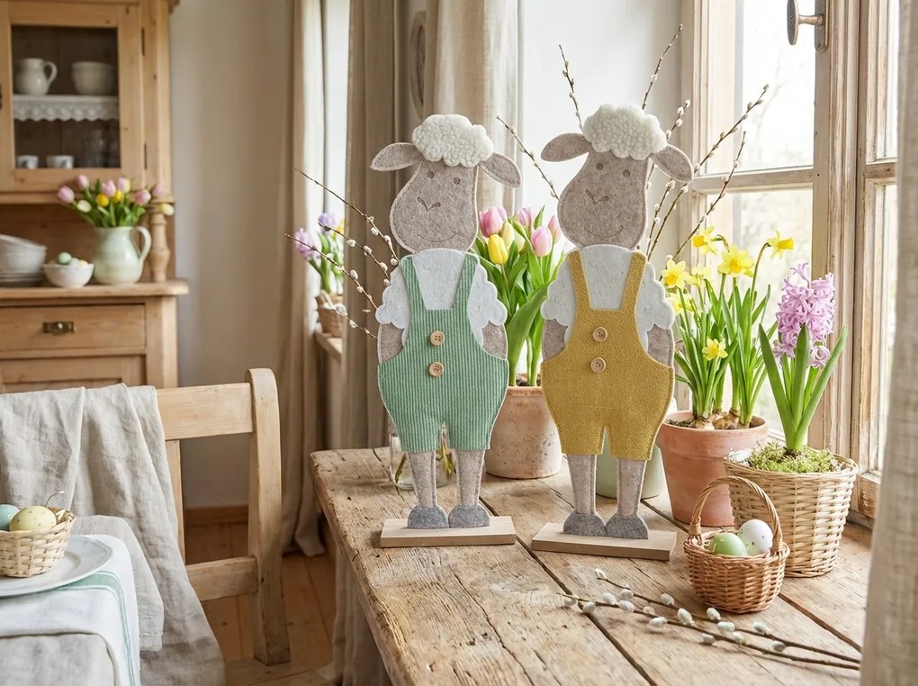 Veľkonočná dekorácia FELT LAMB 50 cm - viac farieb Farba: Žltá