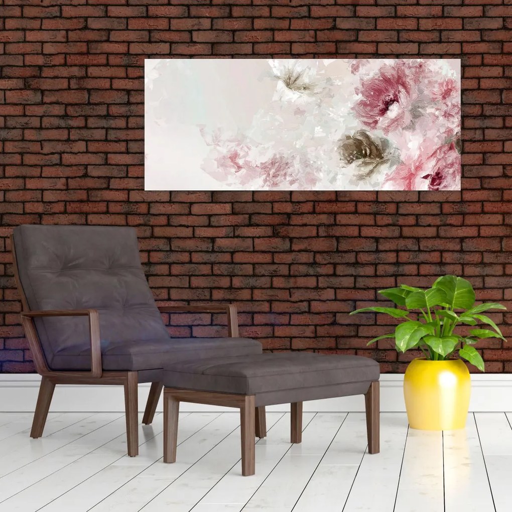Obraz - Maľba ružových kvetov (120x50 cm)