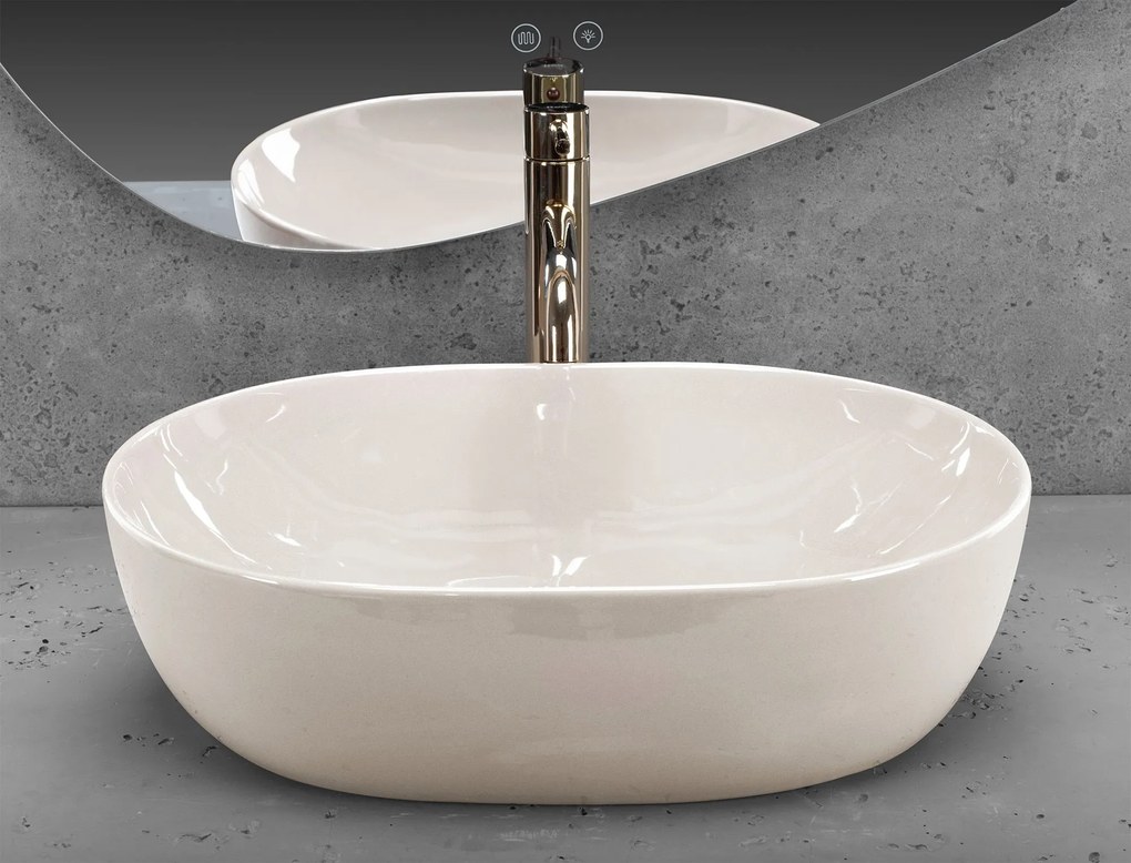 Rea Lisa, umývadlo na dosku 490x350x140 mm, ecru lesklá, REA-U4591