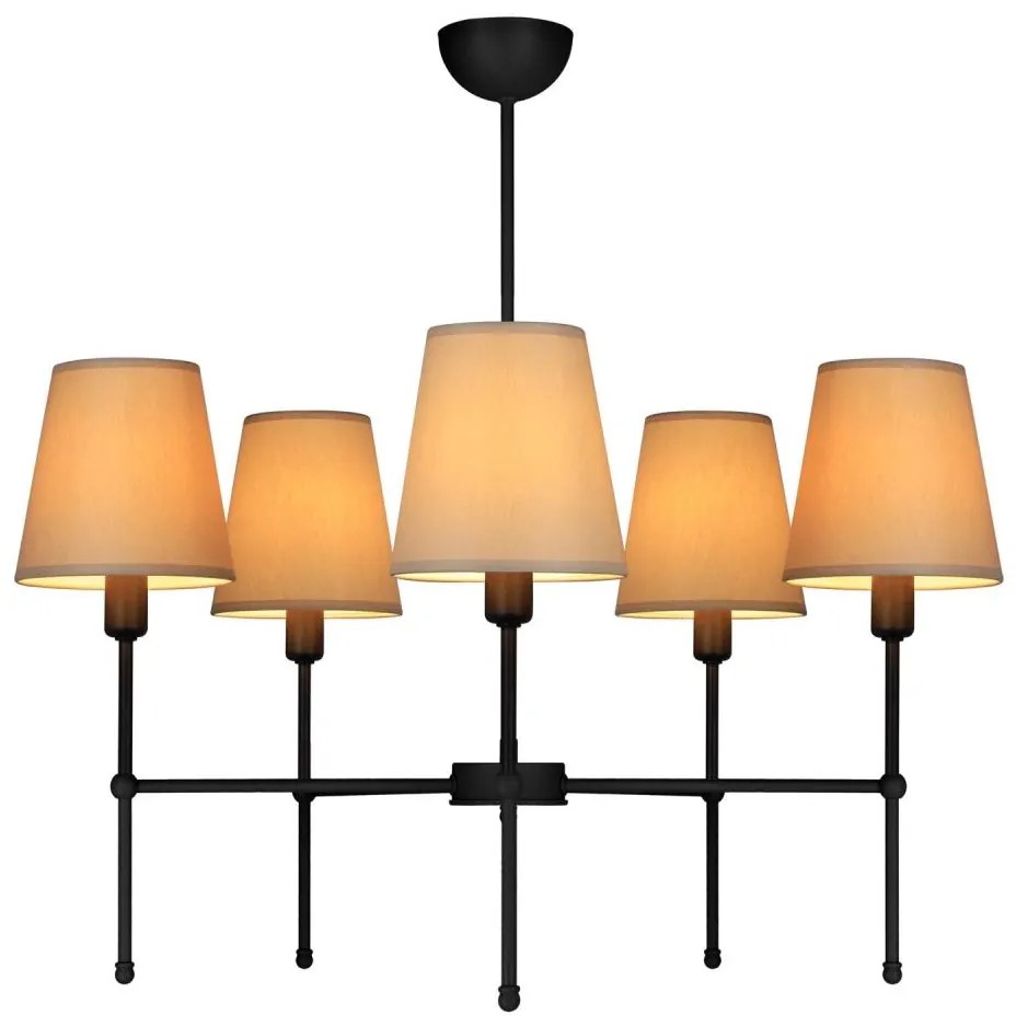 Luster na tyči MADELA 5xE14/40W/230V béžová/čierna