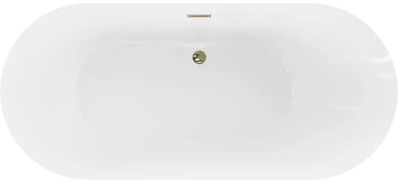 Mexen Roxy, voľne stojaca vaňa 180 x 85 cm, biela, zlatý lesklý prepad, 51201808500-50