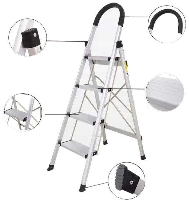 CROWNMAN Skladací 4-stupňový rebrík pre domácnosť