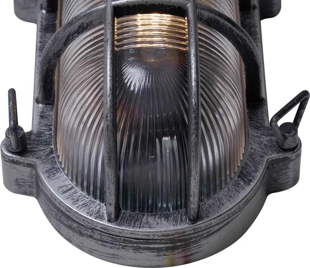 Vonkajšia nástenná lampa strieborná oválna IP44 - Noutica