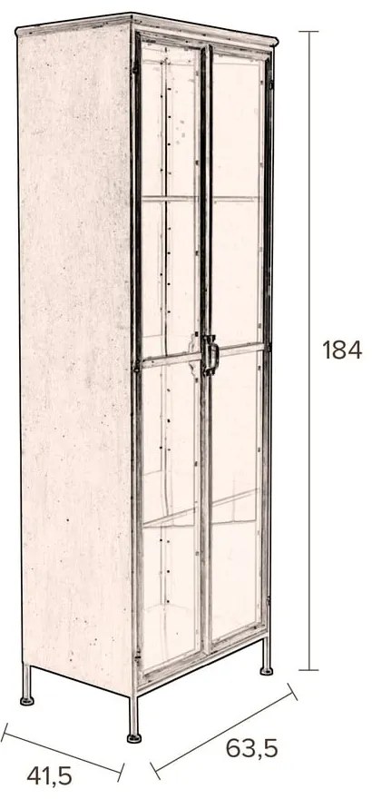 Kovová vitrína v zlatej farbe 64x184 cm Gertlush – Dutchbone