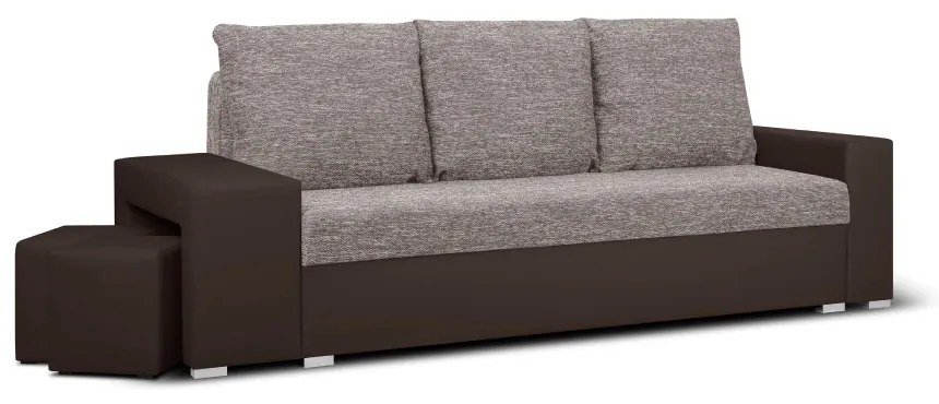 Rozkládací pohovka MILAN II Hnědá+ 2 Taburety