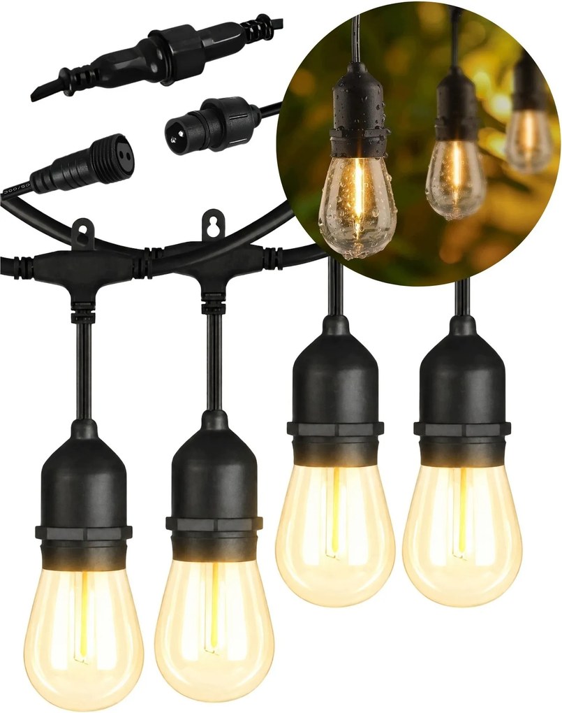 TRENDIE Záhradná svetelná girlanda 20 LED teplá biela E27 20m