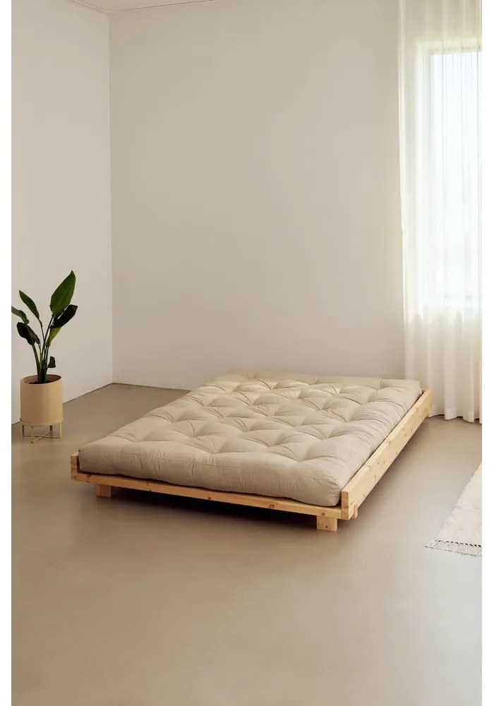 Dvojlôžková posteľ z borovicového dreva s roštom v prírodnej farbe 140x200 cm Social Bed – Karup Design