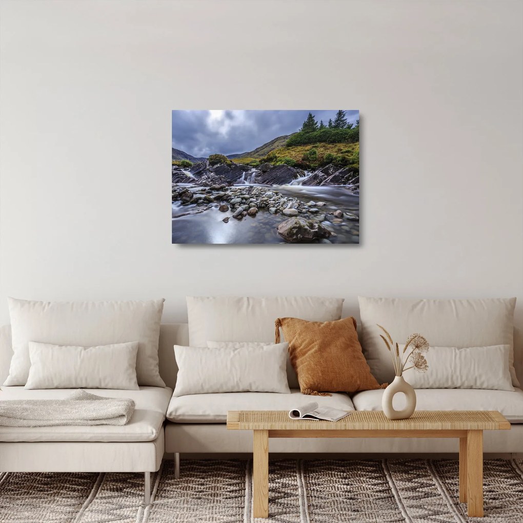 Sklenený obraz plynúcej vody (70x50 cm)