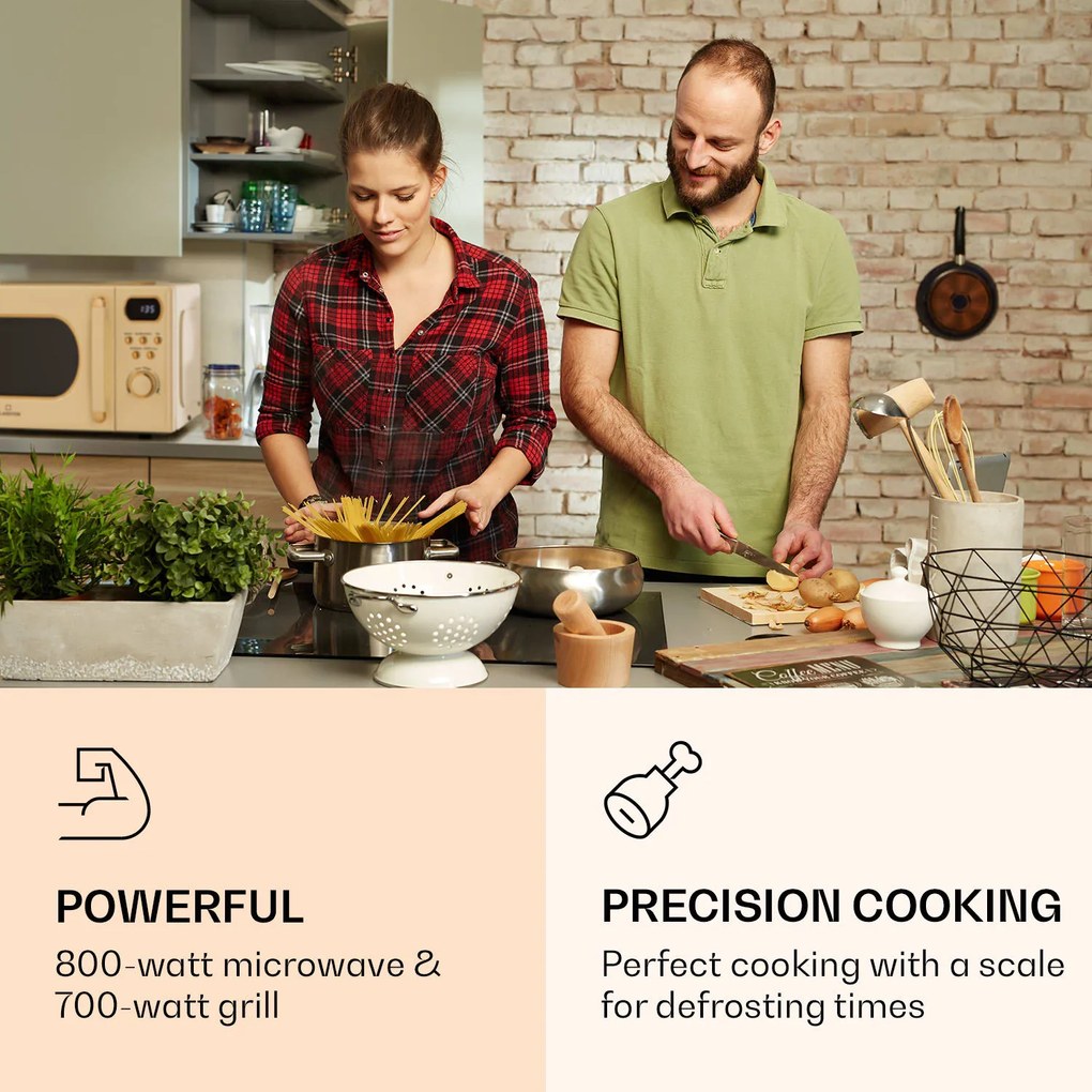 Klarstein Julieta, mikrovlnná rúra s grilom, 20 l, 700/800 W, Ø 25,5 cm, 8 programov