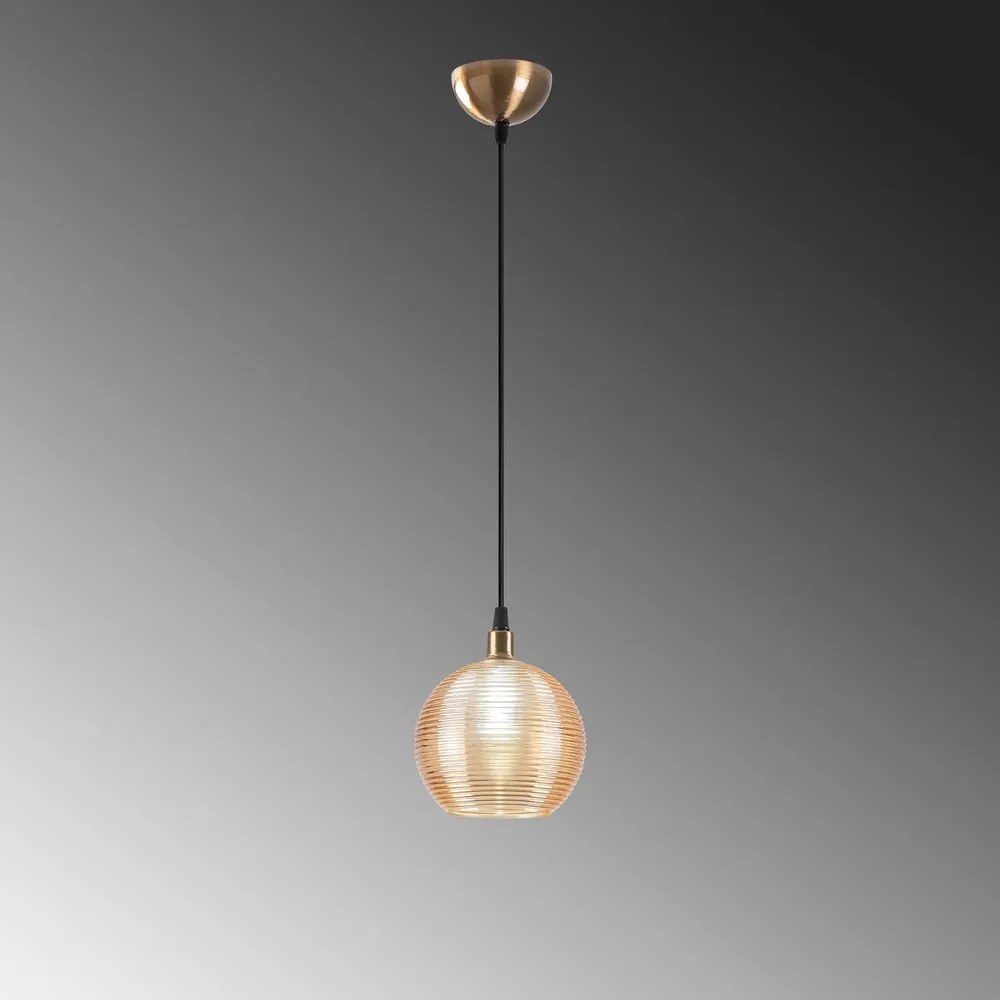 Závesné svietidlo v okrovo žltej a zlatej farbe so skleneným tienidlom ø 15 cm Muzo – Opviq lights