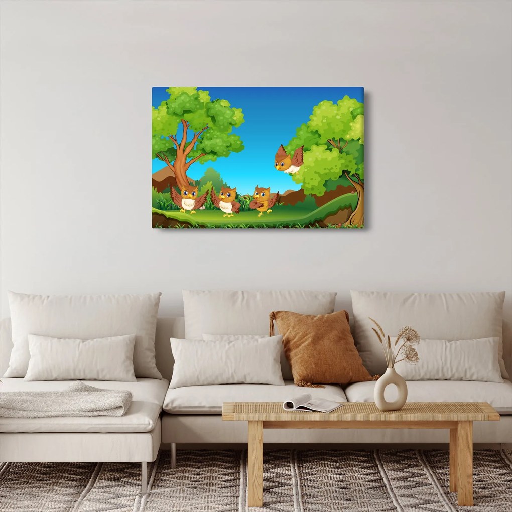 Obraz - Veselé sovičky (90x60 cm)
