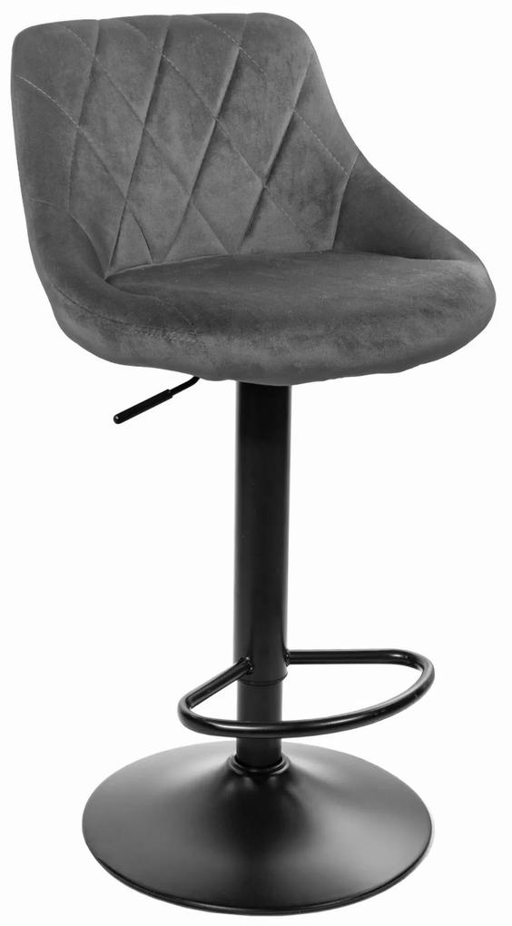 Barová stolička KAST - sivý zamat / čierna podnož