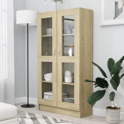 vidaXL Vitrína, dub sonoma 82,5x30,5x150 cm, drevotrieska-