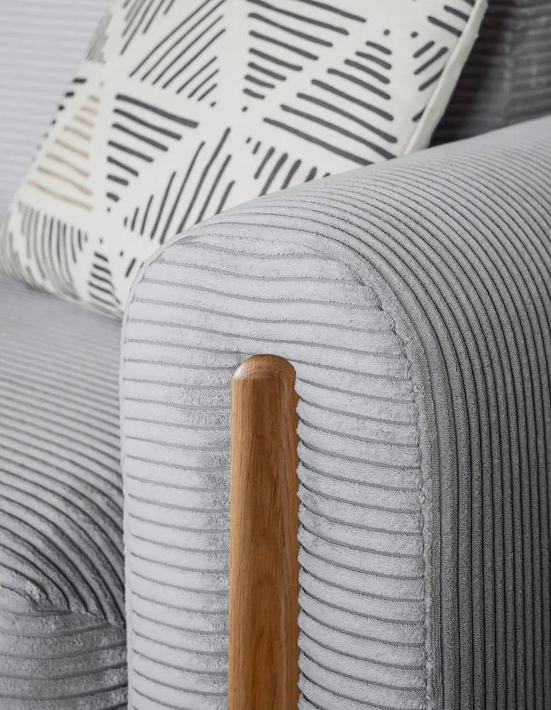 Sivá menčestrová rozkladacia/s úložným priestorom pohovka 244 cm Arcadova – ELTAP