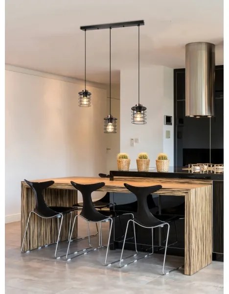 Luster na lanku GLOB 3xE27/40W/230V čierna