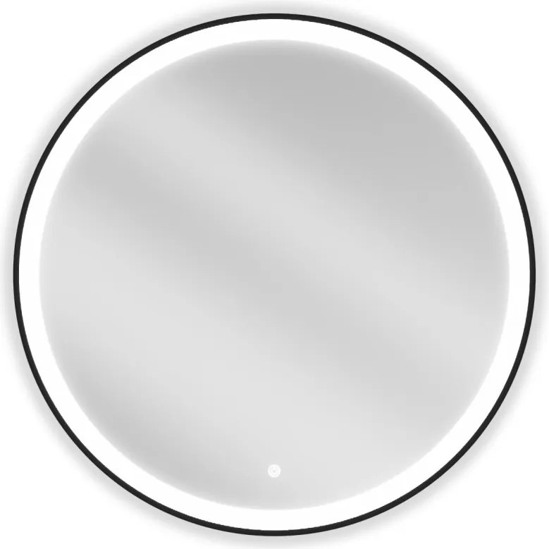 Mexen Esso, okrúhle LED podsvietené kúpeľňové zrkadlo 80 cm, 6000K, vykurovacia podložka proti zahmlievaniu, čierny rám, 9825-080-080-611-70