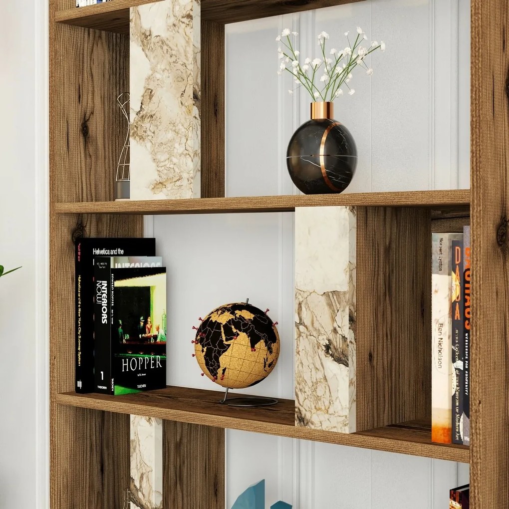 Knižnica Lime White Marble and Walnut