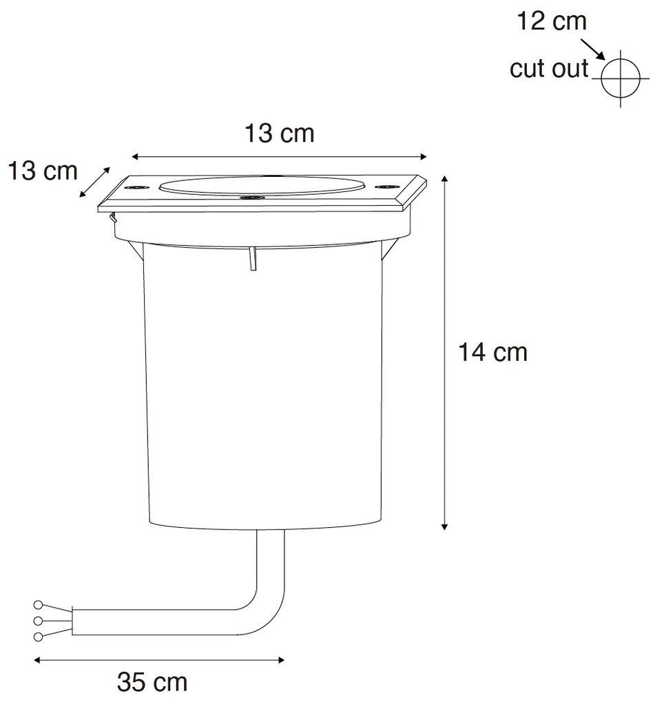 Sada 4 vonkajších zemných bodových svetiel čierna štvorcové nastaviteľné IP65 - Delux