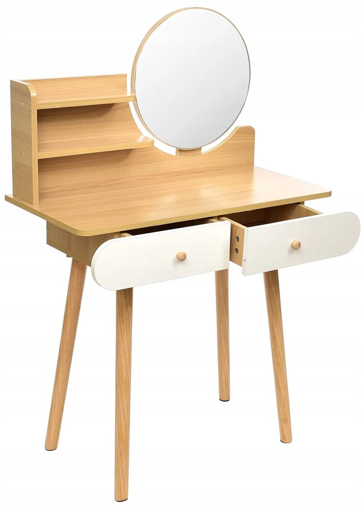 Dekorstudio Toaletný stolík SCANDI biely+ svetlý buk