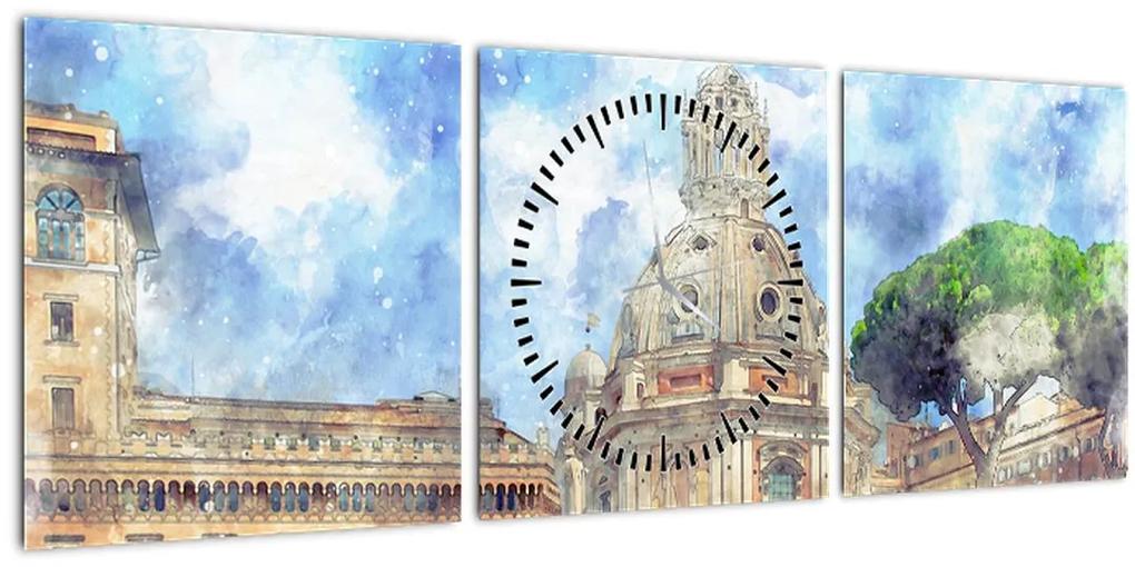 Obraz - Kostol Santa Maria di Loreto, Rím, Taliansko (s hodinami) (90x30 cm)