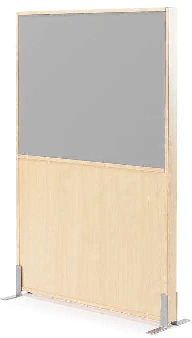 Akustický paraván DUO, 1000 x 1500 mm, šedá / breza