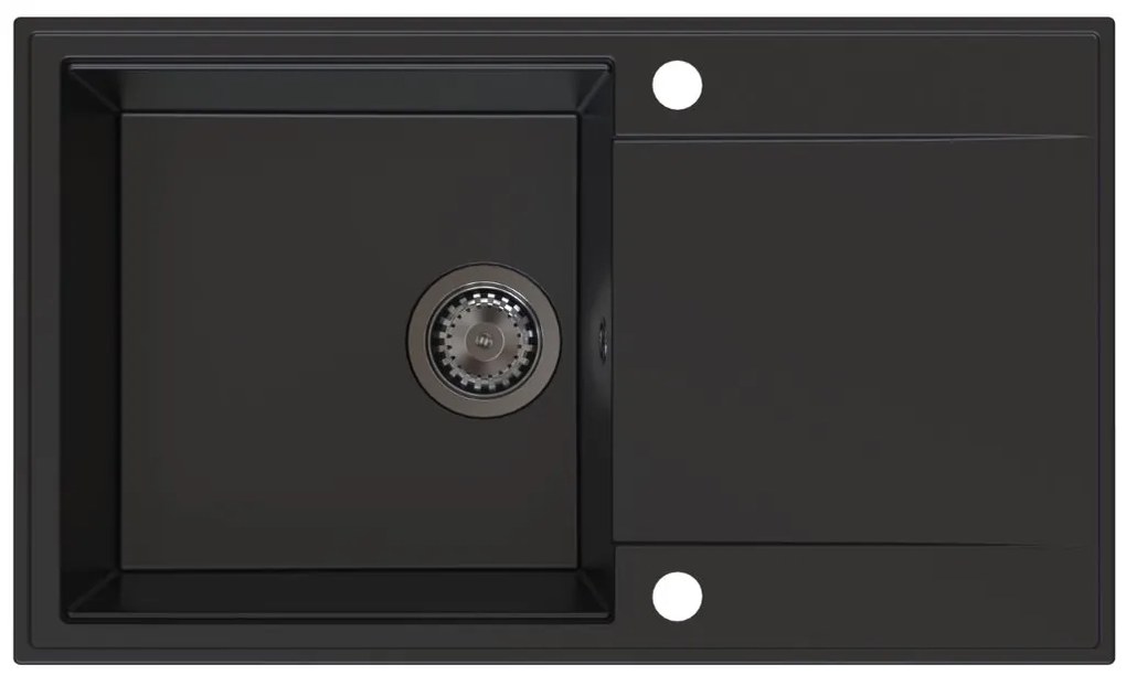 Sink Quality Sink55, kuchynský granitový drez 780x460x215 mm + grafitový sifón, čierna, SKQ-SINK.C.1KDOL.XB