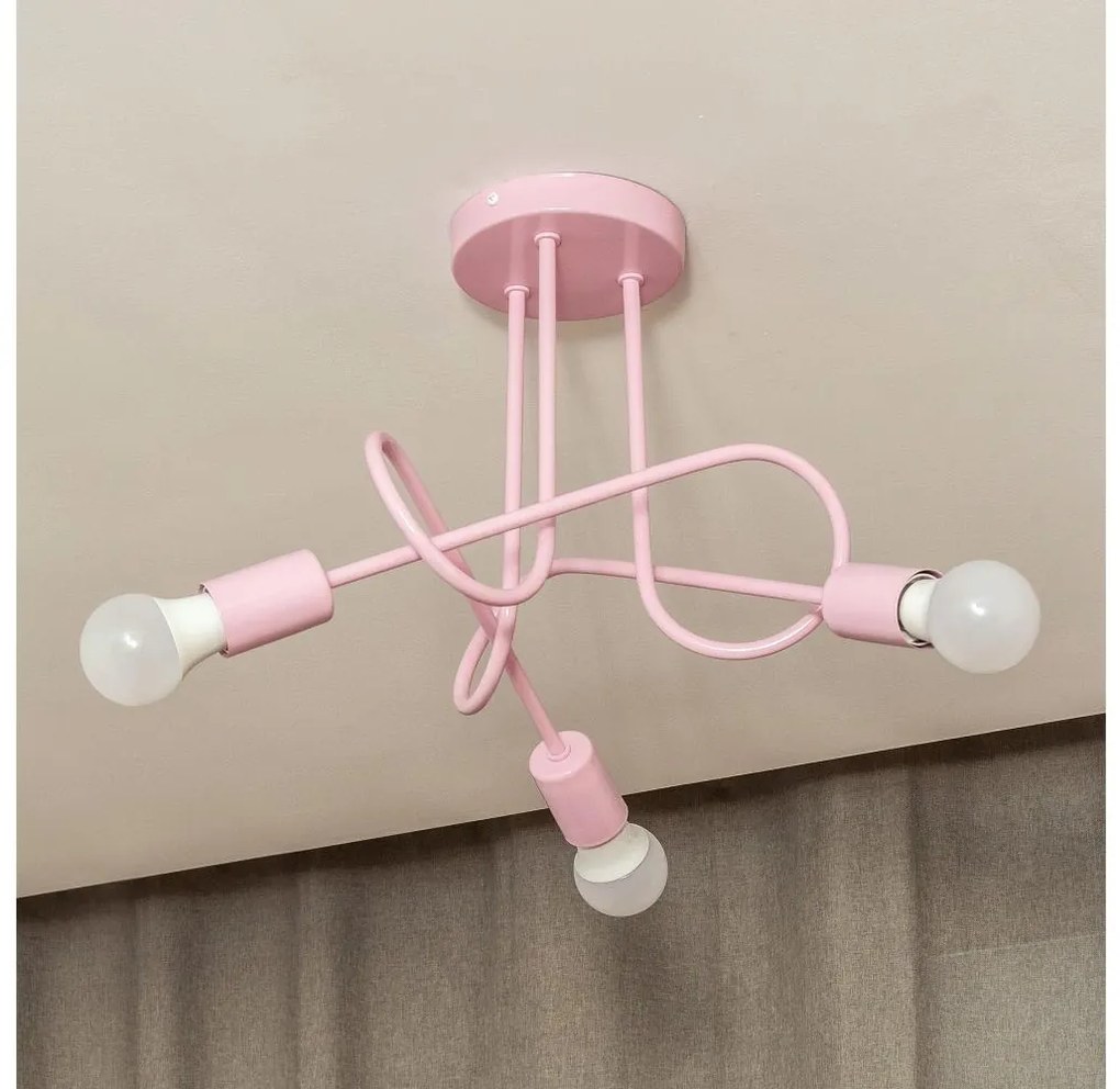 Prisadený luster OXFORD 3xE27/15W/230V ružová