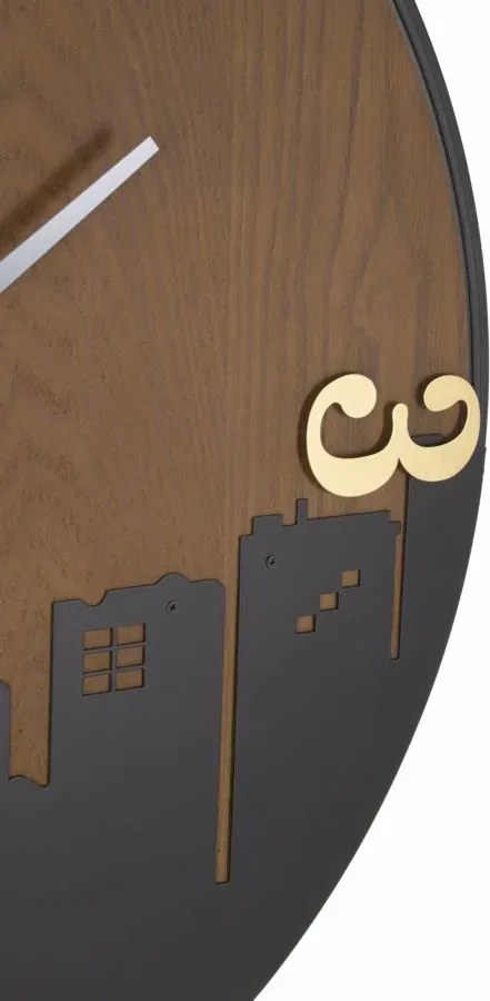 Nástenné hodiny City 60 cm hnedé/čierne