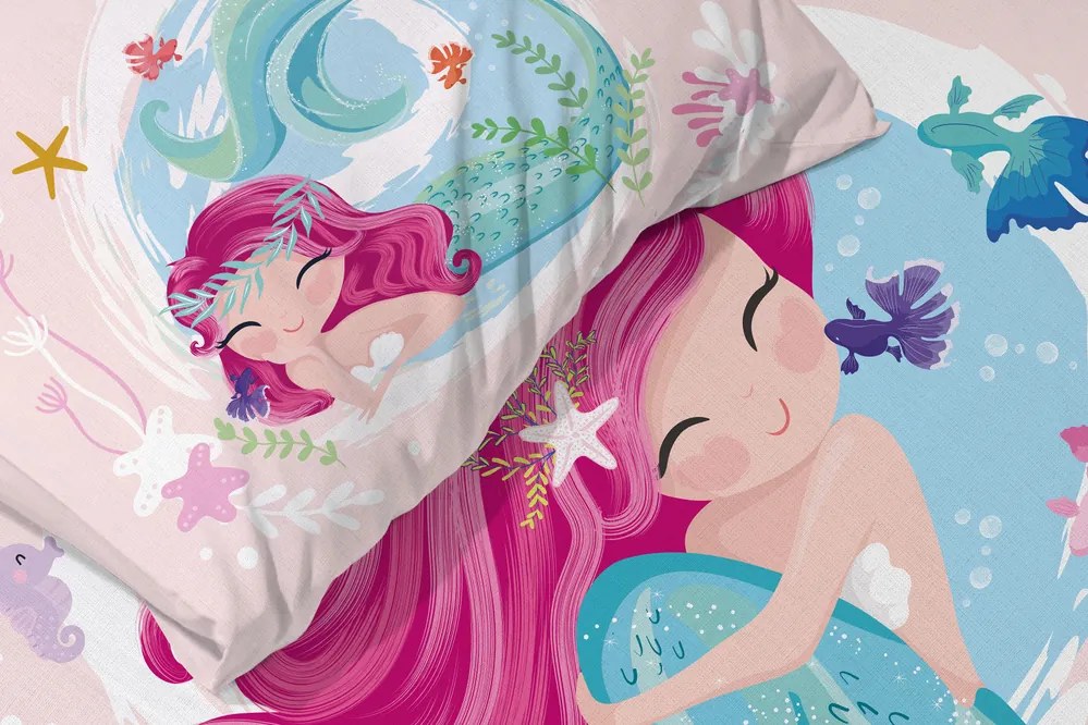 Detské bavlnené obliečky MERMAID 100x135cm