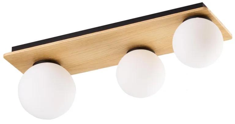 TK-LIGHTING Prisadené stropné škandinávske osvetlenie BIANCA, 3xG9, 6W, guľa, biela/drevo