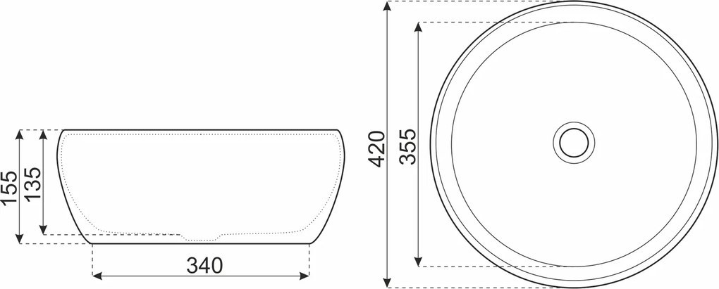 Novoterm Keramické umývadlo na dosku NV-KR-124 chróm/bronz